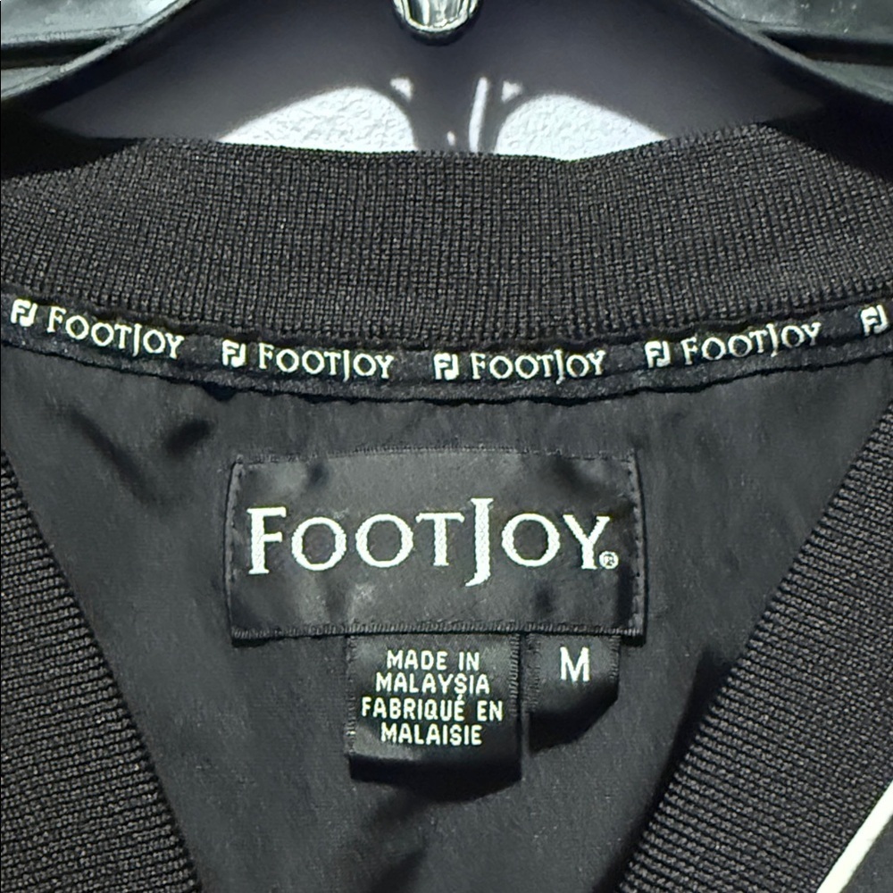 FootJoy Black V-Neck Short Sleeve Pullover with White Piping - Picture 4 of 11